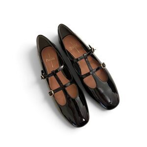 Linea Paolo MATILDA Black Patent Double Strap Mary Jane Flats; 9, 9.5, 10, 11